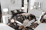 Feelyou Kids Adult Vintage Floral Bedding Set Queen Size，Black Duvet Cover Flower Gold Leaf Plant Pattern Comforter Cover Microfiber Bedspread Cover for Bedroom Decor,No Comforter