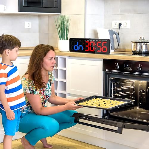 Miniatura 4 de Temporizadores de gimnasio, reloj de pared con pantalla LED grande de 16.5 pulgadas, temporizador de intervalos para entrenamiento,