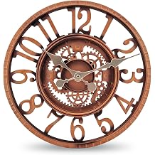 WrtmyR Outdoor Wall Clock Waterproof, 12 Inch Silent Non-Ticking Battery Operated Outside Clock, Decor Clock for Patio, Pool, Garden, Fence, Porch, Lanai, Farmhouse Decor Red Copper