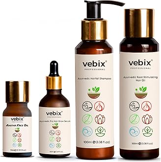 Customised HairCare Set | 4 Ayurvedic Products Kit | For All Hair | Anti HairFall Oil Neem, Lotus AntiHairfall Shampoo, Face Glowing Serum, Hair Growth Serum