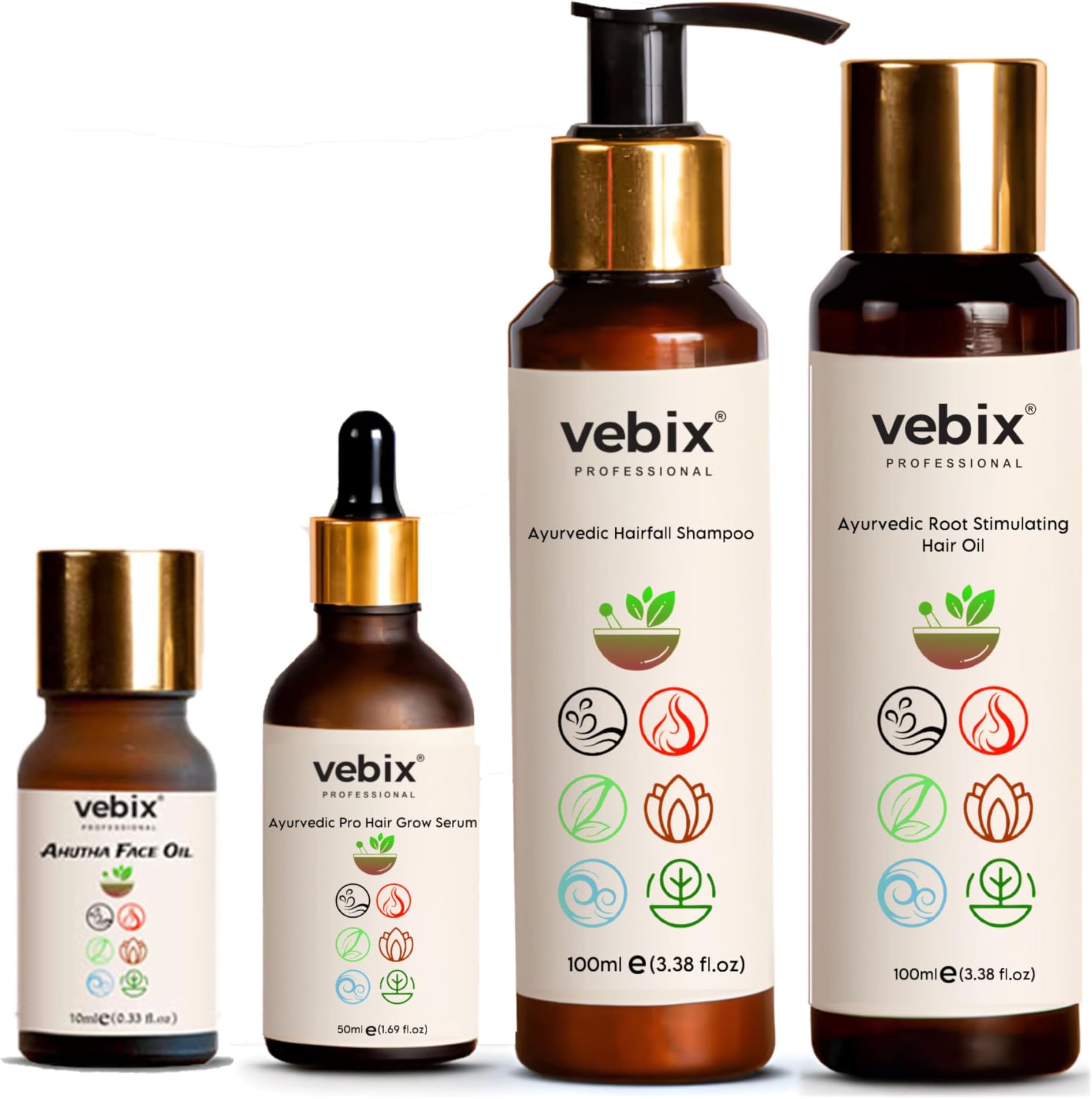 Customised HairCare Set | 4 Ayurvedic Products Kit | For All Hair | Anti HairFall Oil Neem, Lotus AntiHairfall Shampoo, Face Glowing Serum, Hair Growth Serum