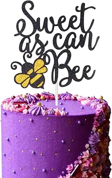 Sweet As Can Bee Cake Topper, Bumble Bee Baby Shower Cake Topper, Gender Reveal Party Decorations,First Birthday Party Cake Decoration for Boys & Girls