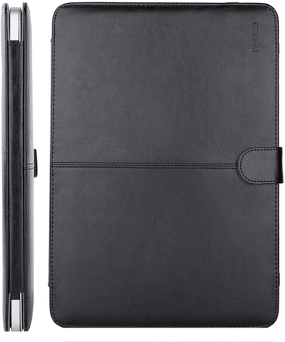 MOSISO PU Leather Case Compatible with MacBook Air 11 inch Case A1370 A1465, Portfolio Protective Stand Cover Sleeve, Black
