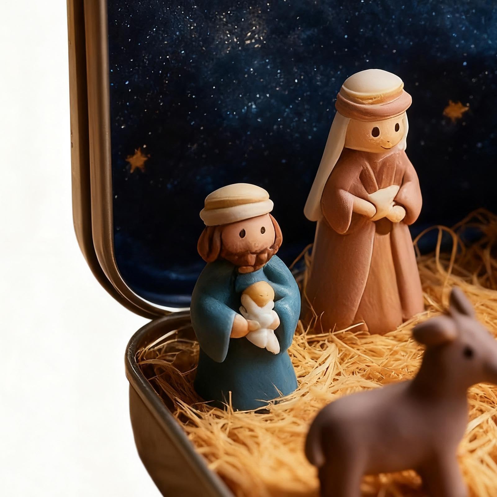 Pequeña escena de belén – Juego de belén de Navidad de bolsillo