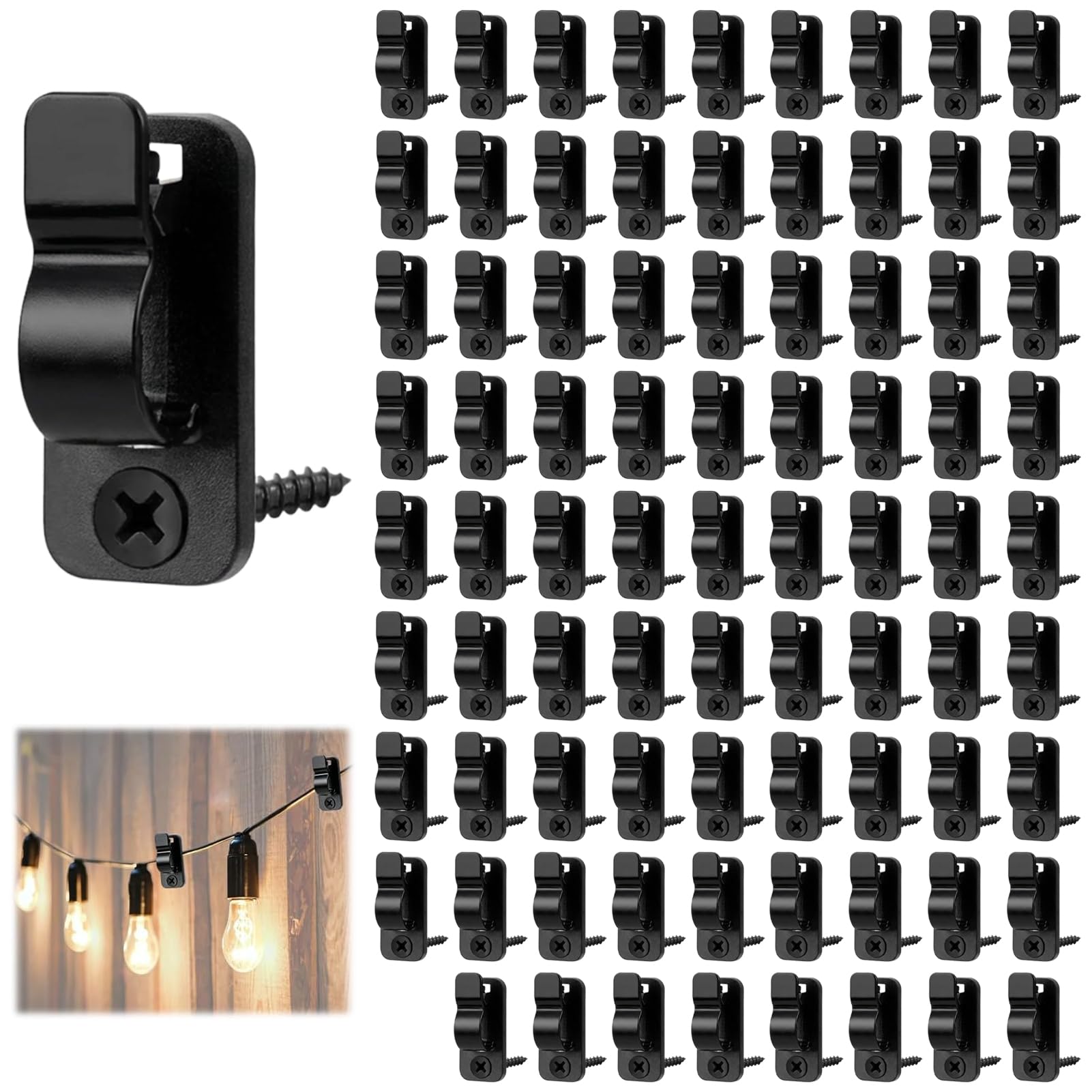 Witflew 80 Pack Outdoor String Light Clips Screw, Garden Hooks for Light