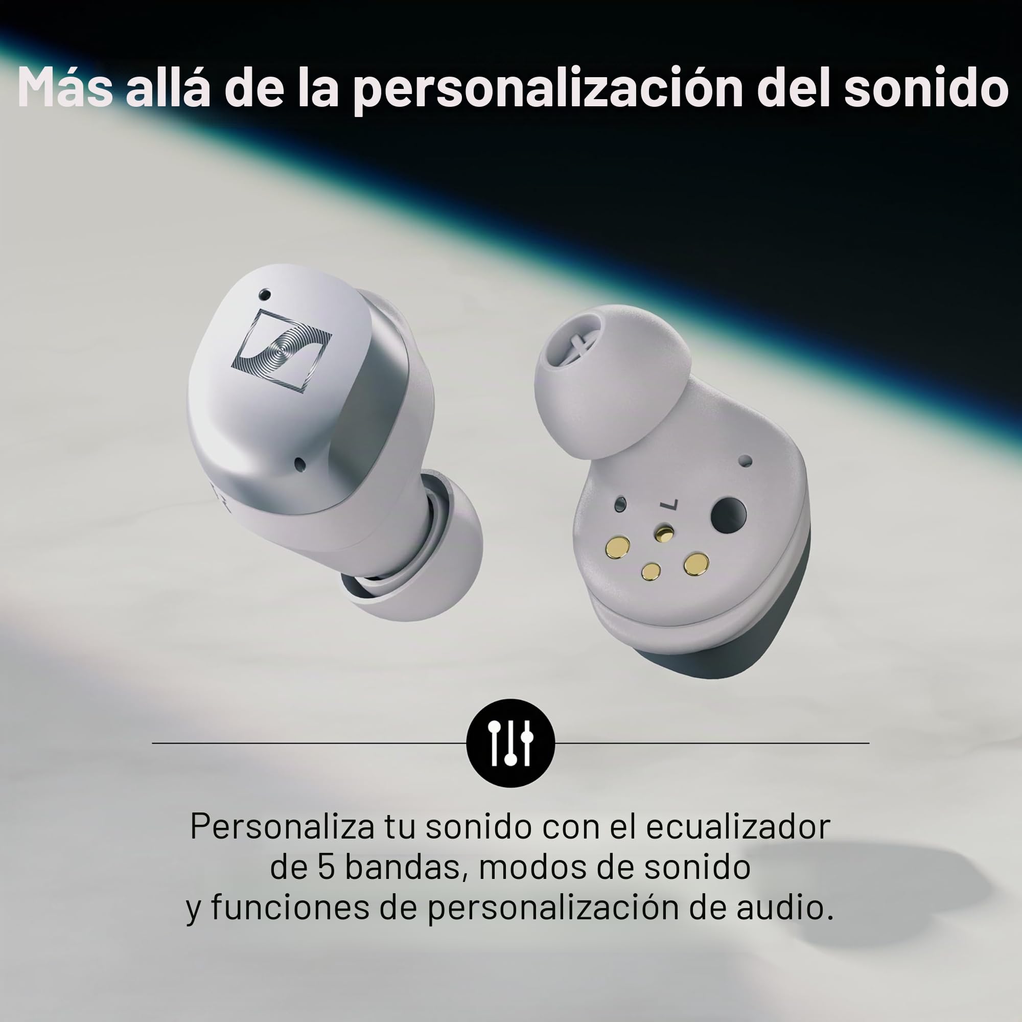 Sennheiser Consumer Audio MOMENTUM True Wireless 4 - Auriculares inteligentes con Bluetooth 5.4, sonido nítido, diseño cómodo, duración de la batería de 30 horas, ANC adaptativo, LE y Auracast, blanco