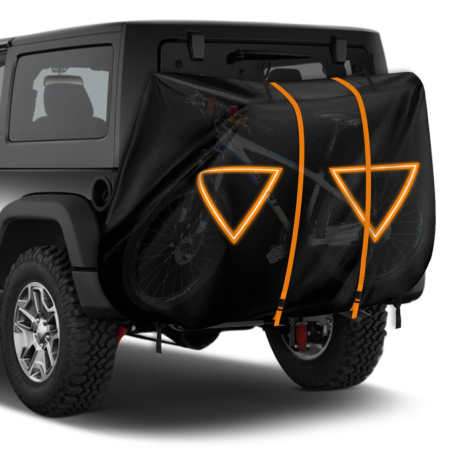 NEVERLANDB Bike Cover for Transport on Rack, Bicycle Cover Outdoor Storage Waterproof All Seasons, 420D Oxford Ripstop Materials, Travel Use for Car, Truck, RV, SUV-Light Night Reflectors (For 2 bike)
