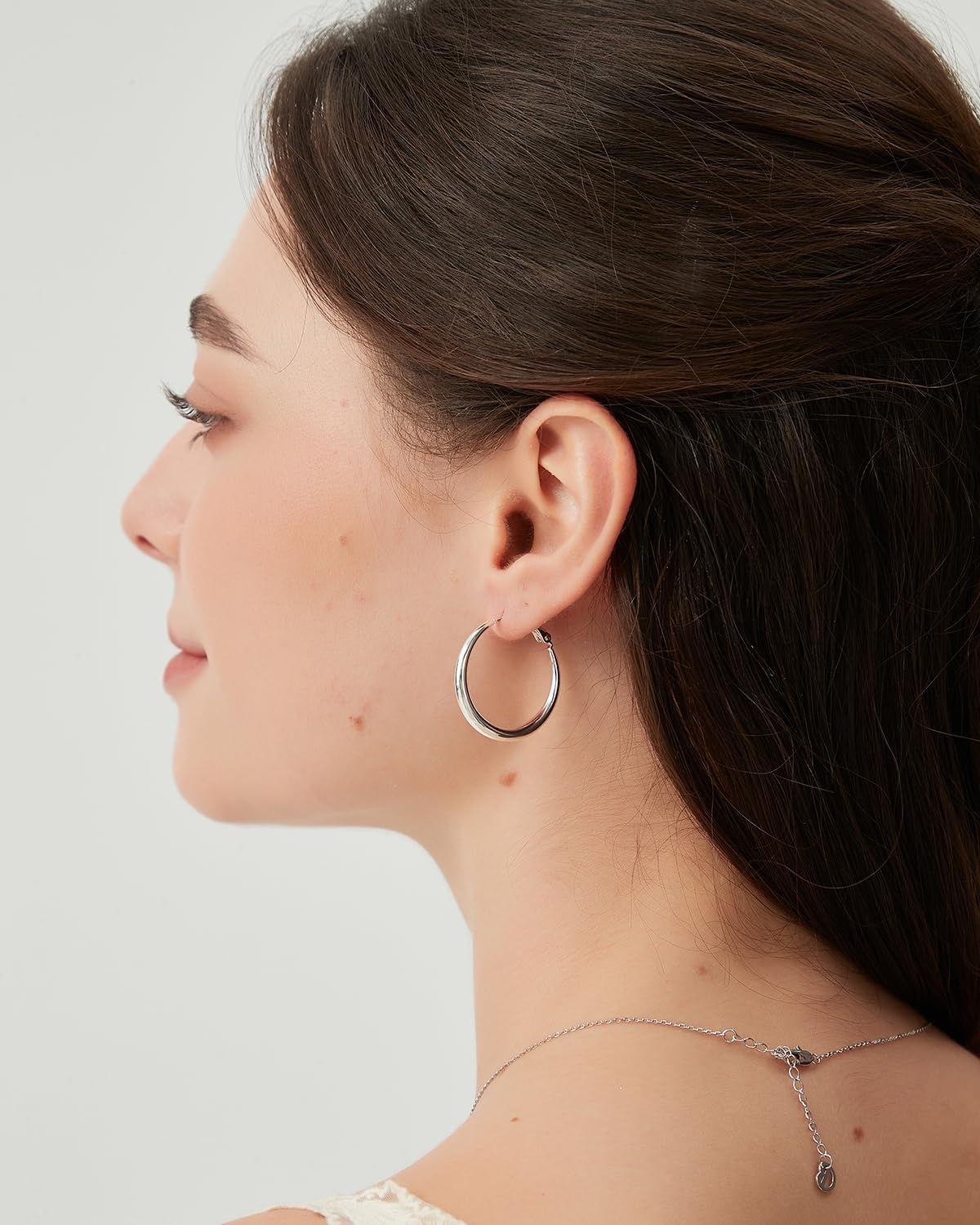 CoBi Thick Chunky Gold Hoop Earrings for Women, 18K Gold & 925 Sterling Silver Plated Flat Tube Large Silver Hoop Earrings, Hypoallergenic Minimalist Earrings 30/40mm