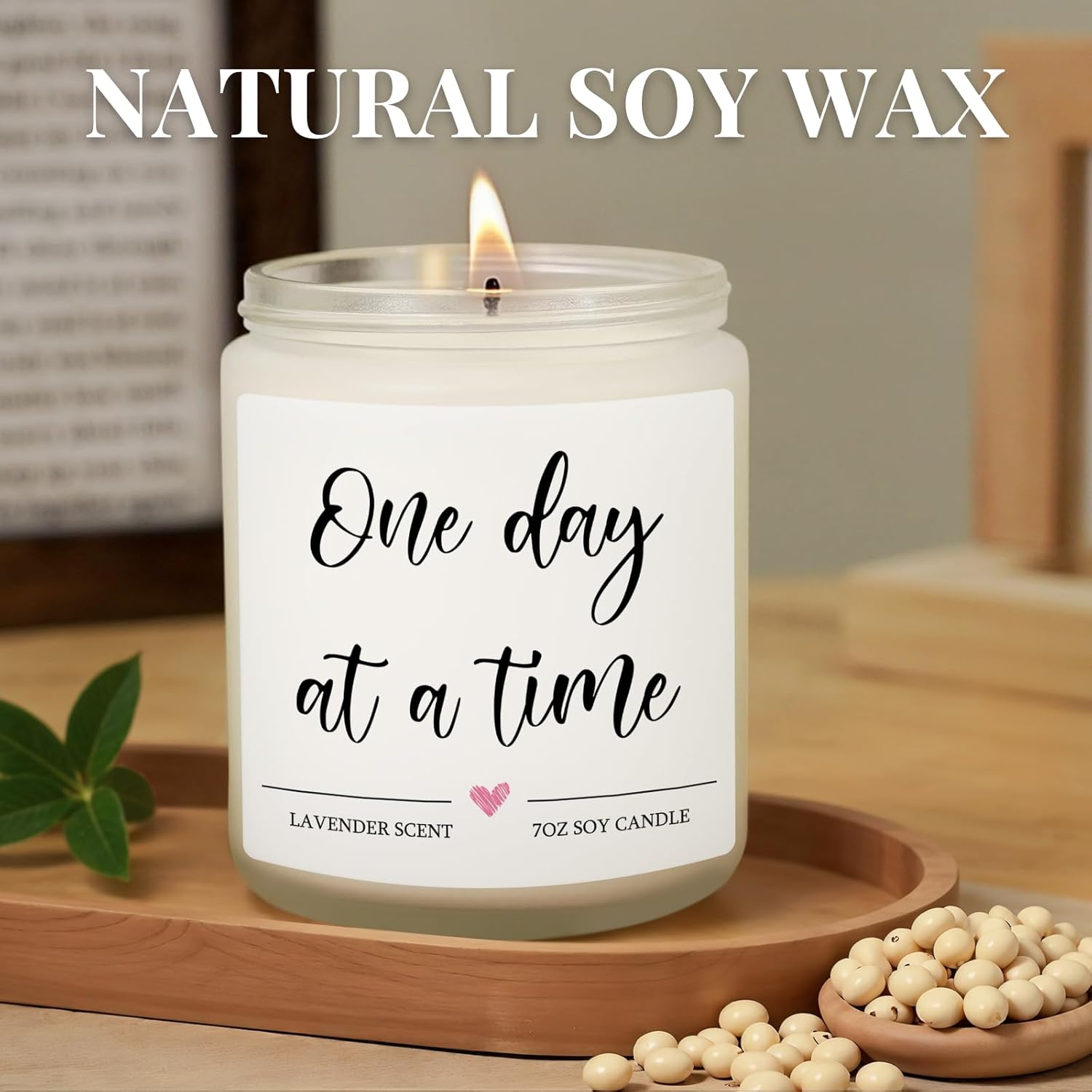 Get Well Gifts for Women, Thinking of You Gifts, Inspirational Gift for Women Men, One Day at A Time Encouragement Candle Anxiety Relief Items, Breast Cancer Care Gift Sympathy Present - Image 4