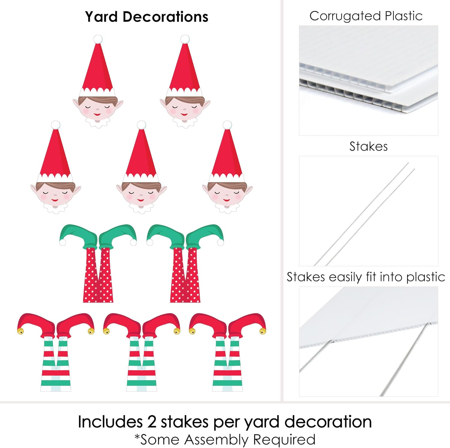 Big Dot of Happiness Elf Squad - Lawn Decorations - Outdoor Kids Elf Christmas and Birthday Party Yard Decorations - 10 Piece