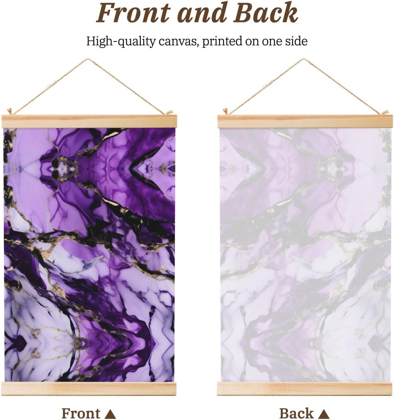 Purple Marble Print Poster Hanger,Hanging Poster, Poster Frame,Wood Poster Hanger, For Wall Hanging