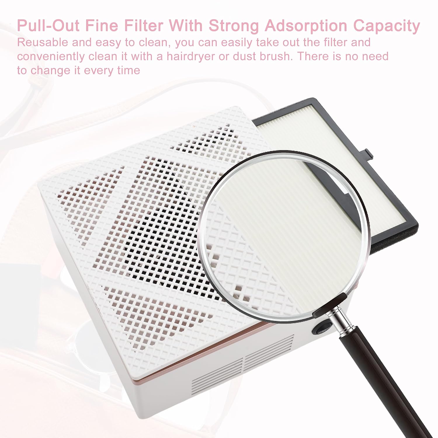 VOCOSTE Nail Dust Collector, 60W Nail Vacuum Dust Collector, Low Noise Nail Fan Dust Collector, Nail Duster Collector, for Manicure Acrylic Gel Nails Polishing, White