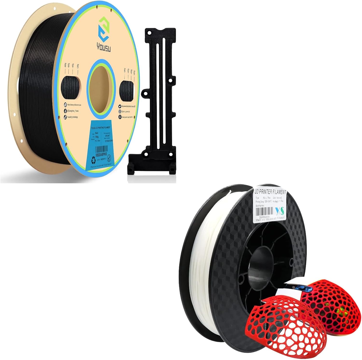 YOUSU Carbon Fiber Polypropylene 3D Printer Filament and Yousu PVA Filament 1.75mm, Water Soluble Support 3D Printer Filament