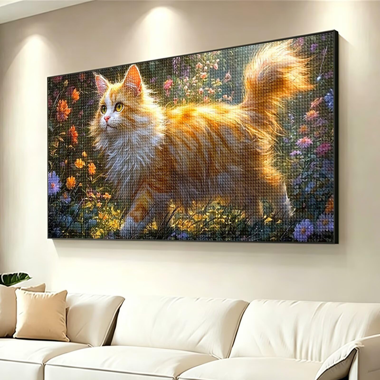Diamond Painting Adultos Gato Pintura Diamante, Animal Diamond Painting 5D Completo, DIY Cuadrado Cristal Bordado Punto de Cruz Cuadros de Diamantes para Decoracion Hogar, Regalo Mujer 160x80cm 0J-166