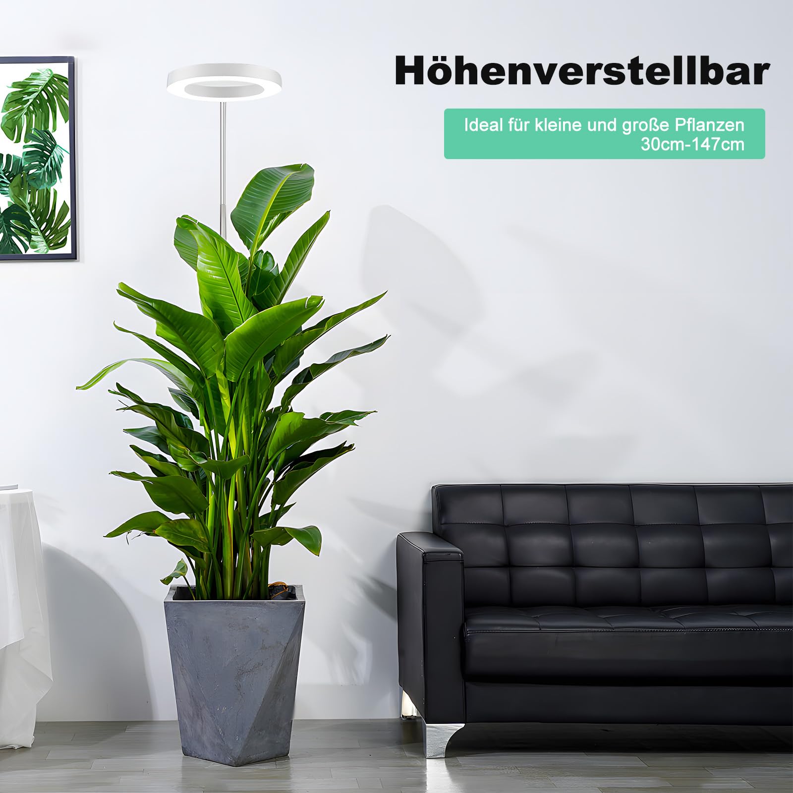 Pflanzenlampe, Pflanzenlampe Vollspektrum Bis Zu 147CM Höhe, 3 Beleuchtungsmodi, 3/9/12 Auto-Timer, Verstellbare Höhe