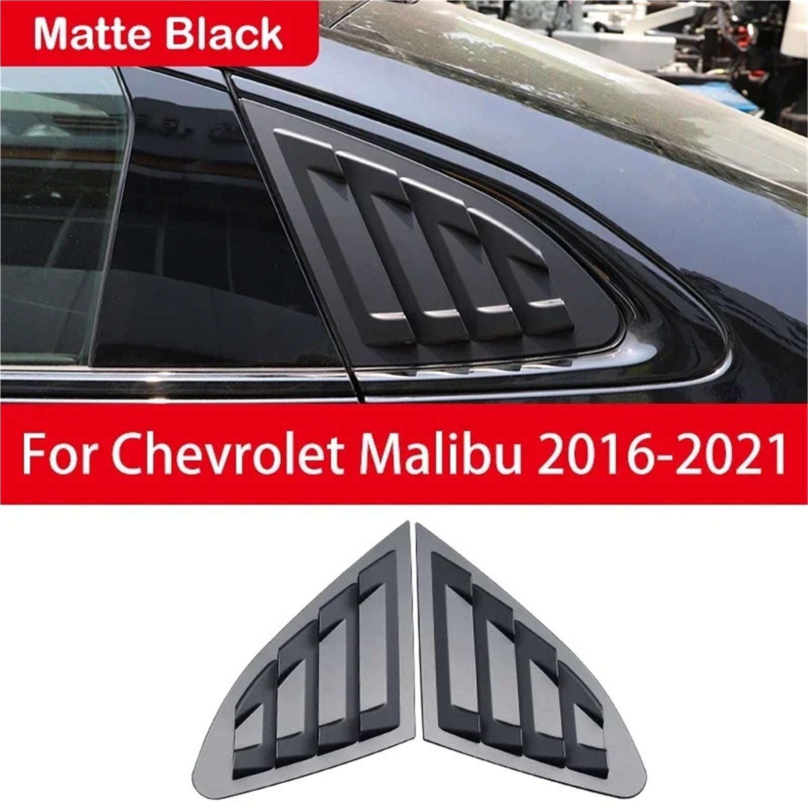 Osłona żaluzji tylnej szyby Pasuje do Chevroleta Malibu 2016-2021, żaluzji tylnej szyby, osłony bocznych otworów wentylacyjnych, rolet zewnętrznych Żaluzja Tylnej Szyby Bocznej(Matte Black)