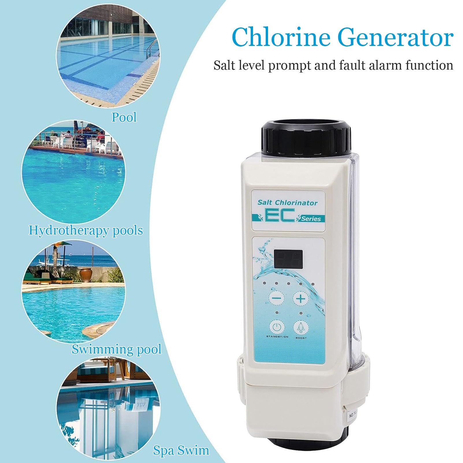 Clorinatore di Sale, Generatore di Cloro Salino per Acqua Salata per Piscina Elettrolisi Dispositivo per Clorinatore di Sale per Piscine, Vasca Idromassaggio Spa 12g/h