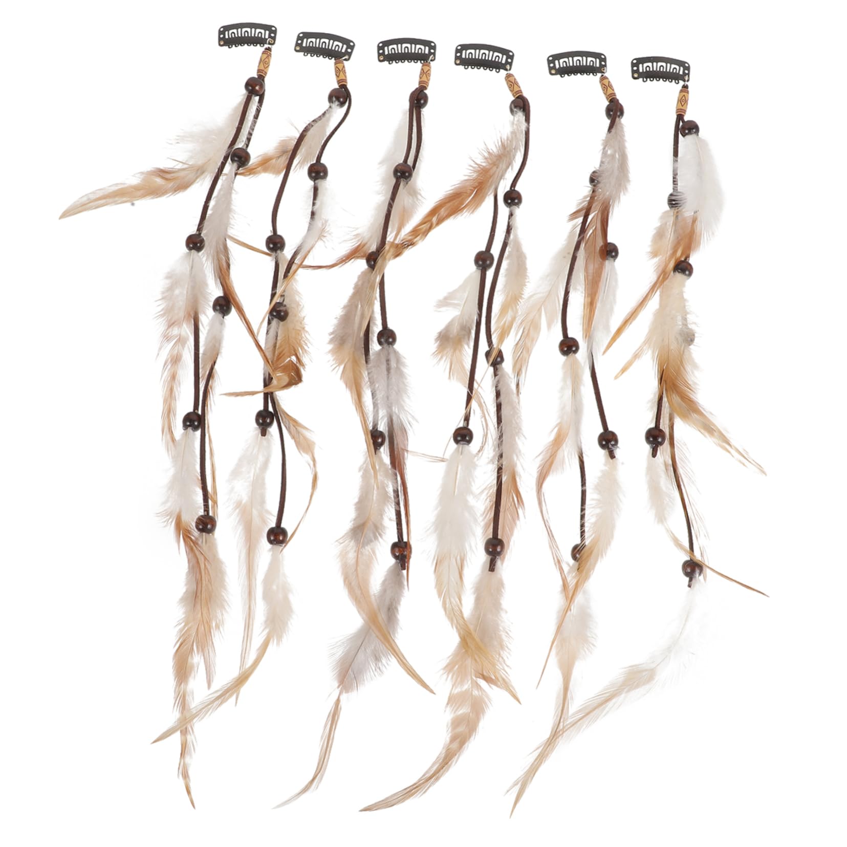 Clips de extensiones étnicos con plumas vintage para cabello 8