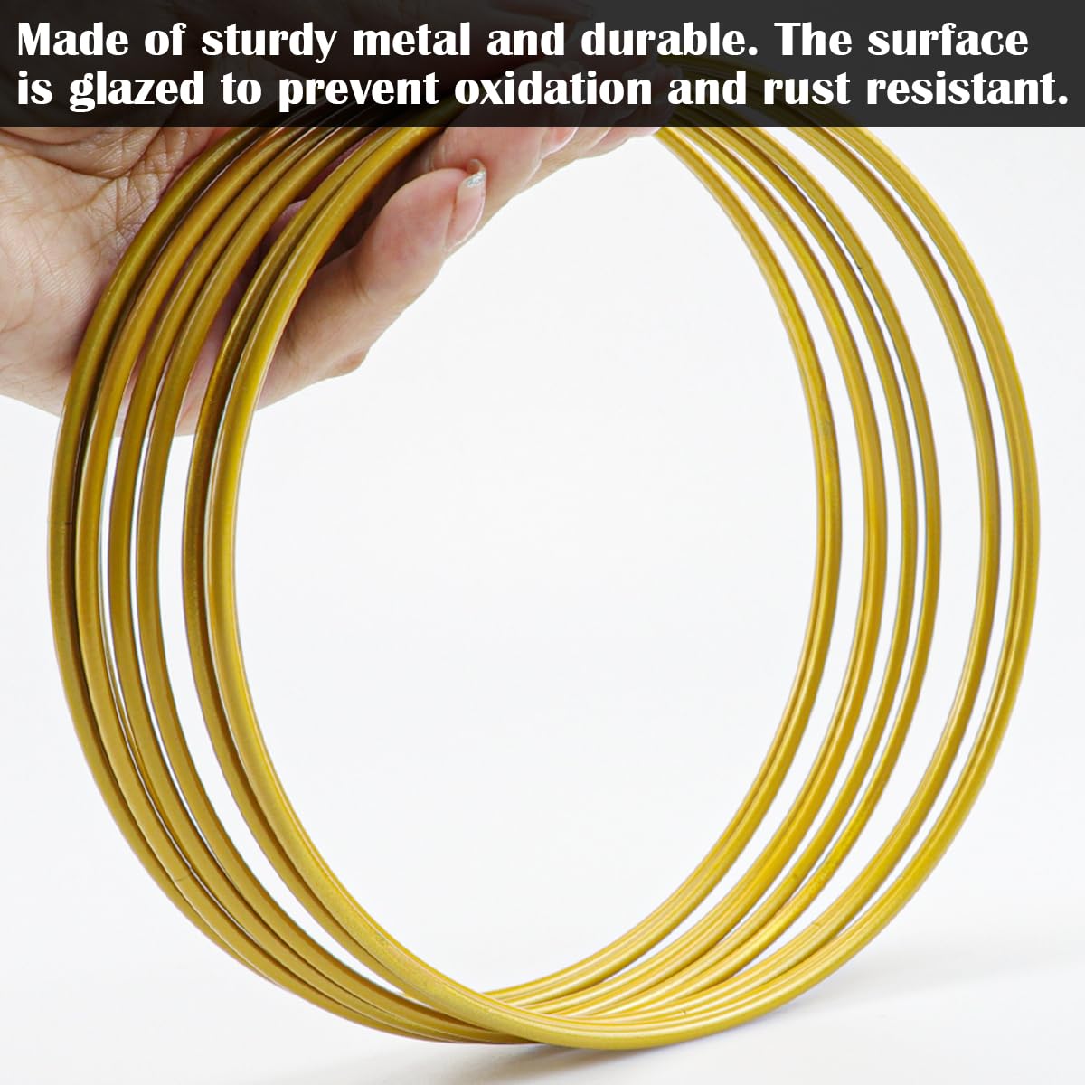 Lot de 8 anneaux en métal de 20,3 cm pour loisirs créatifs, anneaux en macramé - Fournitures d'attrape-rêves - Cercles floraux pour centres de table de mariage - Anneaux en métal pour