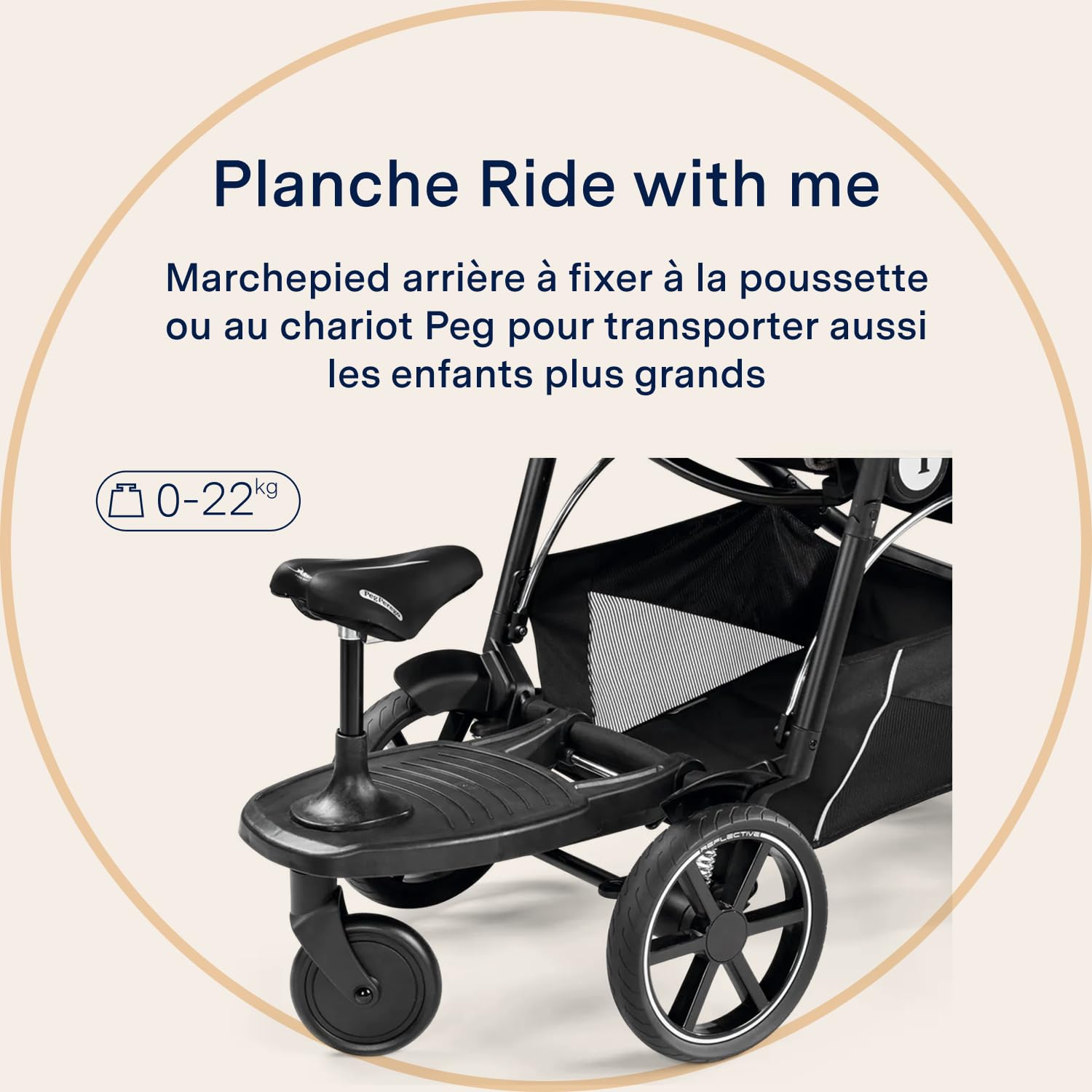 PEG Ride With Me Board Veloce/Vivace - Marchepied Arrière pour Deuxième Enfant - Compatible avec les Poussettes Veloce et Vivace de Peg