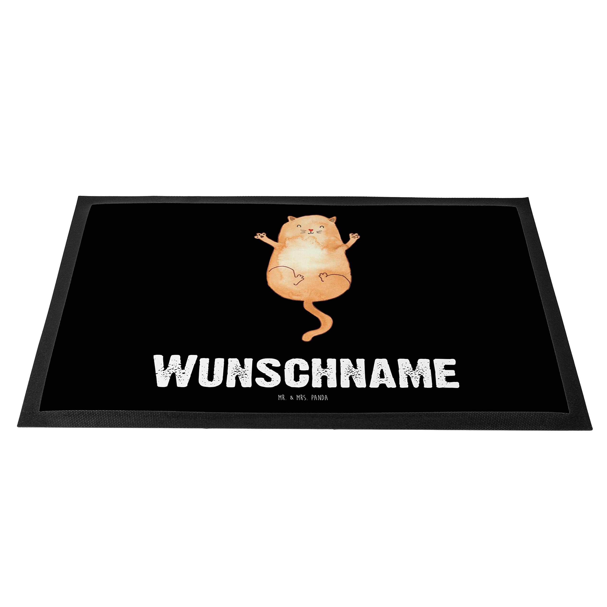 Mr. & Mrs. Panda Personalisierte Fussmatte Katze Umarmen 40 x 60 cm - Geschenke, Fußmatte personalisierbar, Katzen, Haustier, Cat, mit Namen, Familie, personalisiert, Schmutzfangmatte