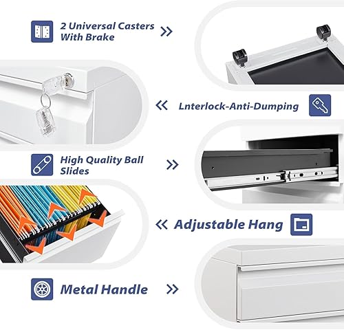 Miniatura 74 de Archivador de 4 cajones con cerradura, archivadores de metal, archivador vertical pequeño archivador de acero con cerradura para oficina en casa