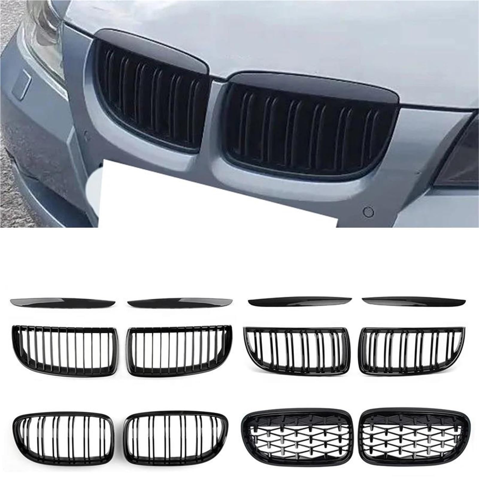 Rejilla parachoques negra para personalizar el frontal de tu Serie 3 E90 E91 2005-2012 4