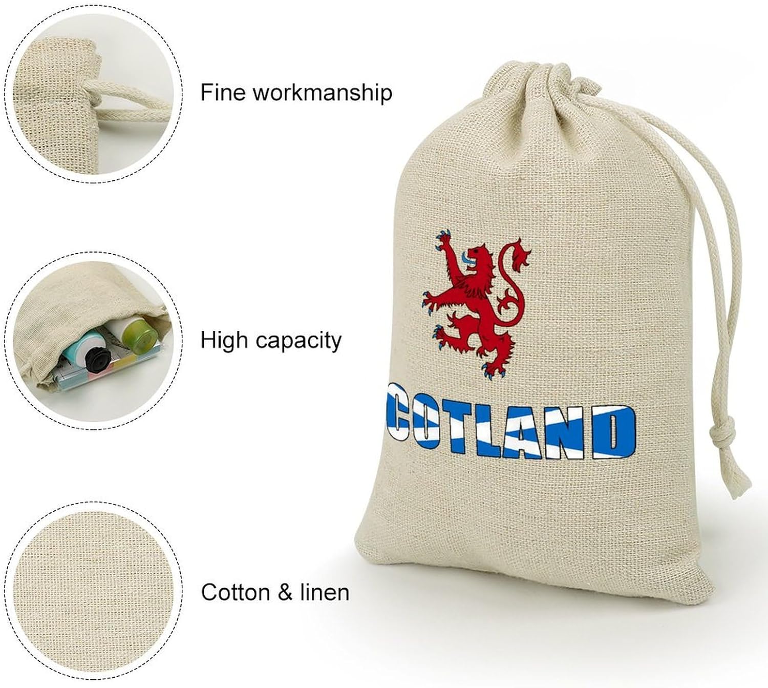 Scotland Royal Flag Scottish Lion 8 Pack Small Gift Bags Cotton And Linen Drawstring Pockets Sachet Bag for Party Home Supplies