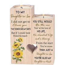to My Daughter-in-Law from The Start Youre More Than JUST A Daughter-in-Law Youre Also My Daughter-in-Heart Personalized Wooden Candle Holder for Couple Birthday Candle Decoration