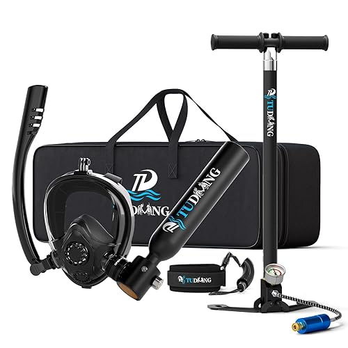 TUDIVING-0.5L Scuba Tank | Portable Lung Tank with Air Compressor | Max 3000 PSI | Support 6-10 Minutes Breath | Diving Tank for Underwater Work