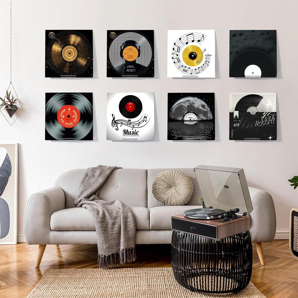 Cerpourt Lot De 8 étagères Pour Disques Vinyles Transparents De 30,5 Cm - Support Mural En Acrylique - Pour Afficher Vos Disques Vinyles Préférés Avec Style