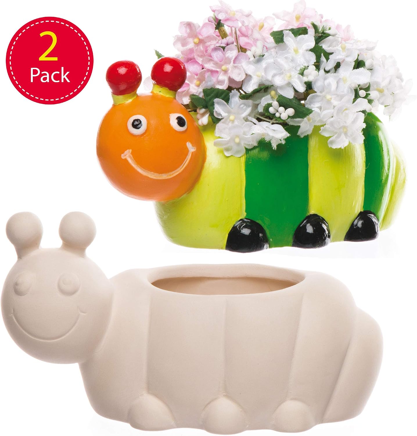 Baker Ross Caterpillar Ceramic Flowerpots (Box of 2)