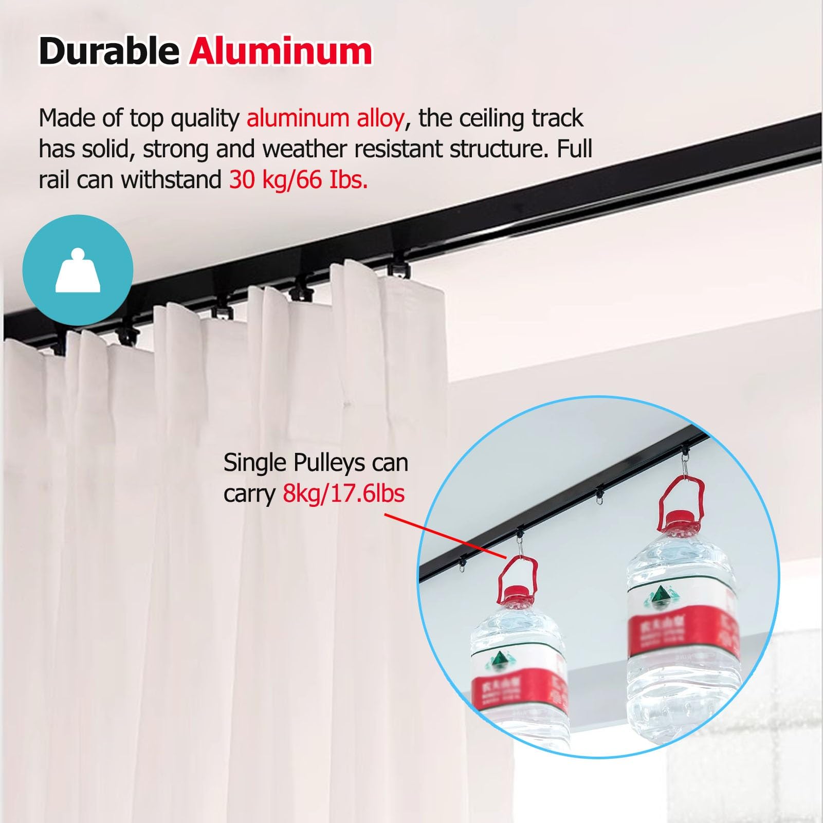 Kit binario da soffitto ultrasottile sottile for tende, aste for tende dritte in metallo, staffa for binari for tende divisori a forma di V(Drilled Installation,396CM/13FT)