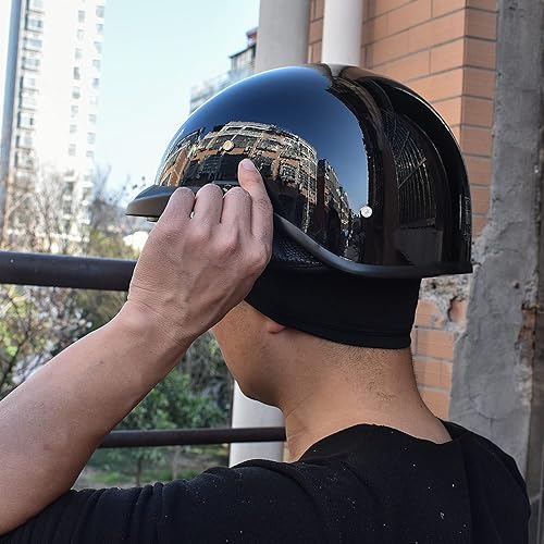 Miniatura 6 de CHCYCLE Medio casco de motocicleta para hombres y mujeres con protector solar, casco de motocicleta vintage para motocicleta Cruiser Scooter