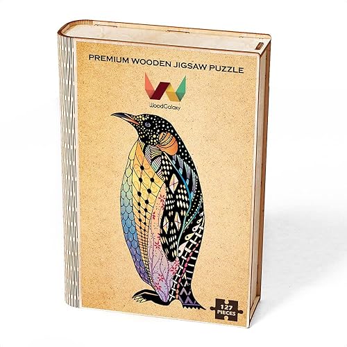 Miniatura 4 de Rompecabezas de madera de pingüino de 125 piezas, 8.4 x 17.3 pulgadas con formas únicas para adultos WoodGalaxy