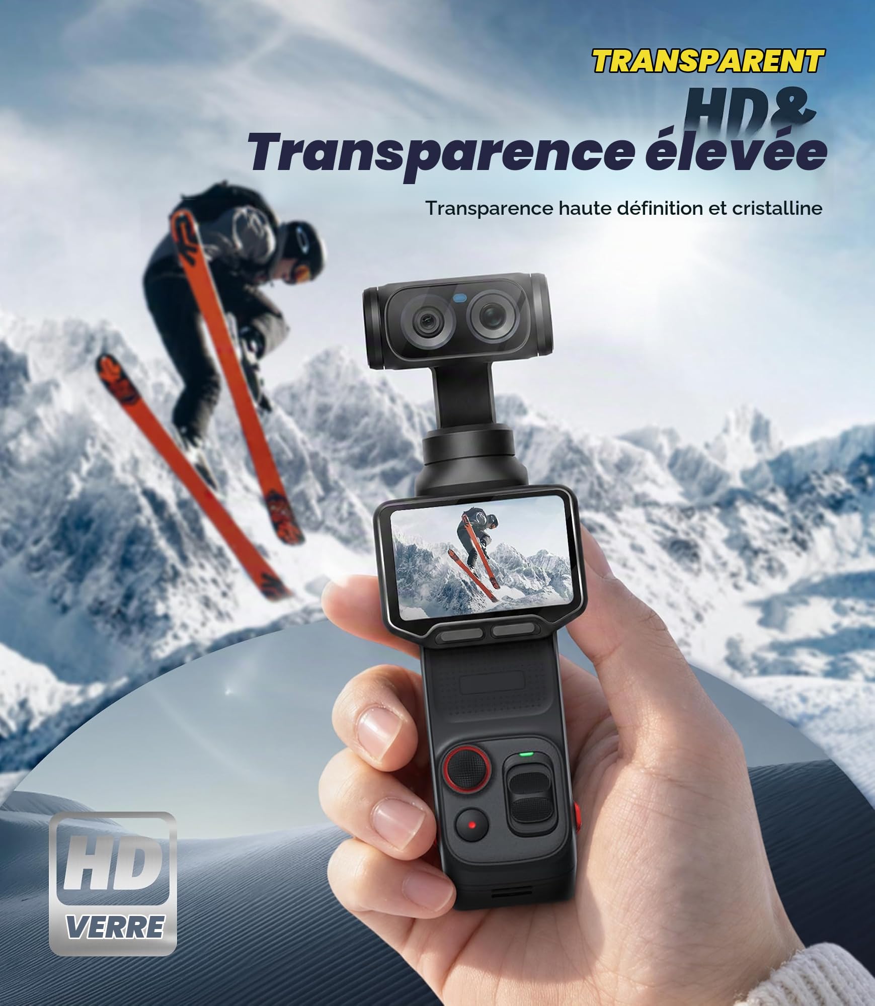 NEWZEROL 4 Pièce Verre Trempé Compatible pour Insta360 Luna Ultra | 2 Protections d'Écran + 2 Protections d'Objectif, Anti-Rayures Haute Définition Sans Bulles 9H, Film de Protection