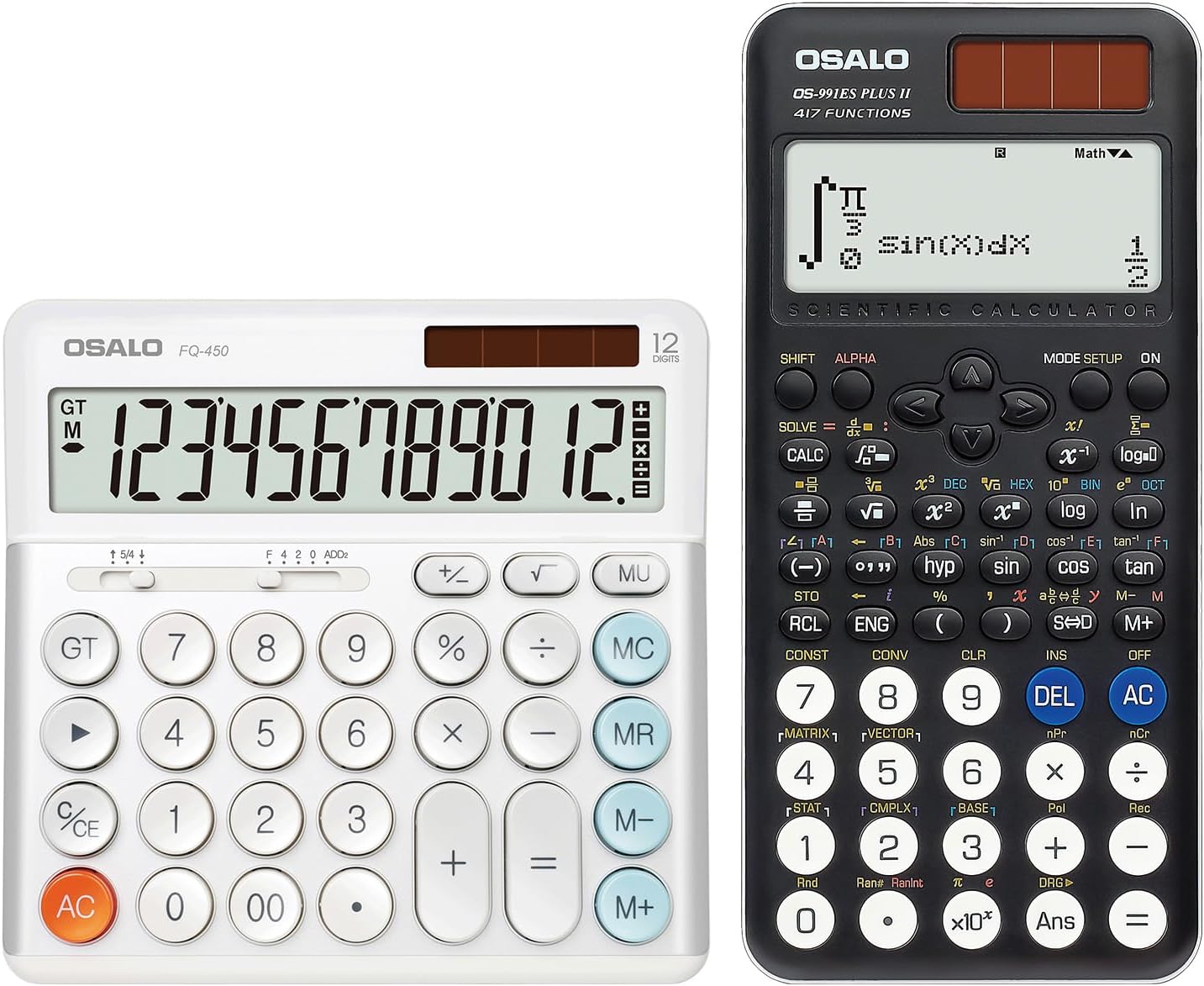 OSALO Scientific Calculator 417 Function 2 Line Solar and Battery Desktop Calculator Extra Large Accounting Calculators