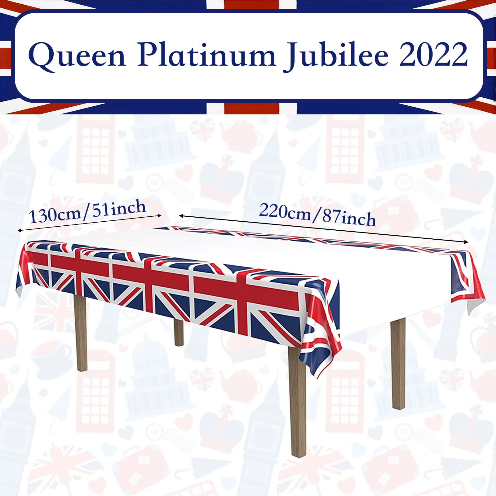 Buy Union Jack Table Cloth Table Cover Plastic Jubilee Tablecloths,130*220cm Great British Flag