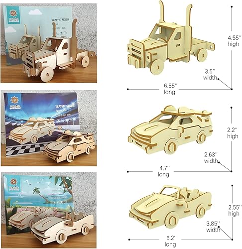 Vista 24 de Rompecabezas de dinosaurio de madera 3D, juego de 6 piezas de rompecabezas de esqueleto de dinosaurio de madera, rompecabezas 3D de manualidades