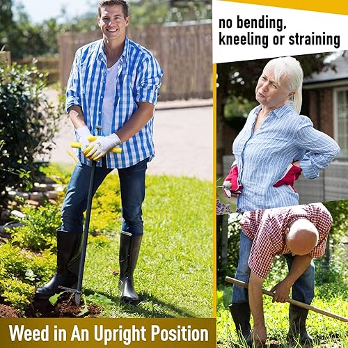 Miniatura 4 de Colwelt Desmalezadora de pie y extractor de malezas, herramienta de extracción de malezas de pie con pedal de pie, desmalezadora manual de paso y