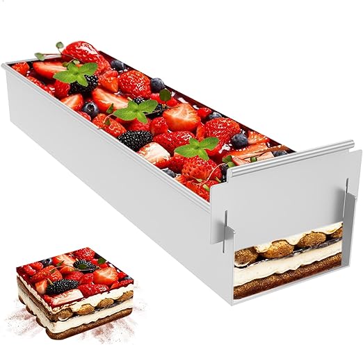 Tiramisu Pan, Rectangle Cake Mold, Tiramisu Cake Molde with Removable Frame, Long Size 16.4 * 3.9 * 2.3 inch, Tiramisu Baking Tray for Tiramisu, Lasagna, Cheesecake, Cold Desserts Tiramisu Pan, Rectangle Cake Mold, Tiramisu Cake Molde with Removable Frame, Long Size 16.4 * 3.9 * 2.3 inch, Tiramisu Baking Tray for Tiramisu, Lasagna, Cheesecake, Cold Desserts