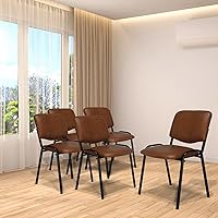 Vista 8 de VINGLI Sillas rústicas para sala de espera, paquete de 5 sillas apilables de poliuretano para iglesia y sala de conferencias, sillas de invitados