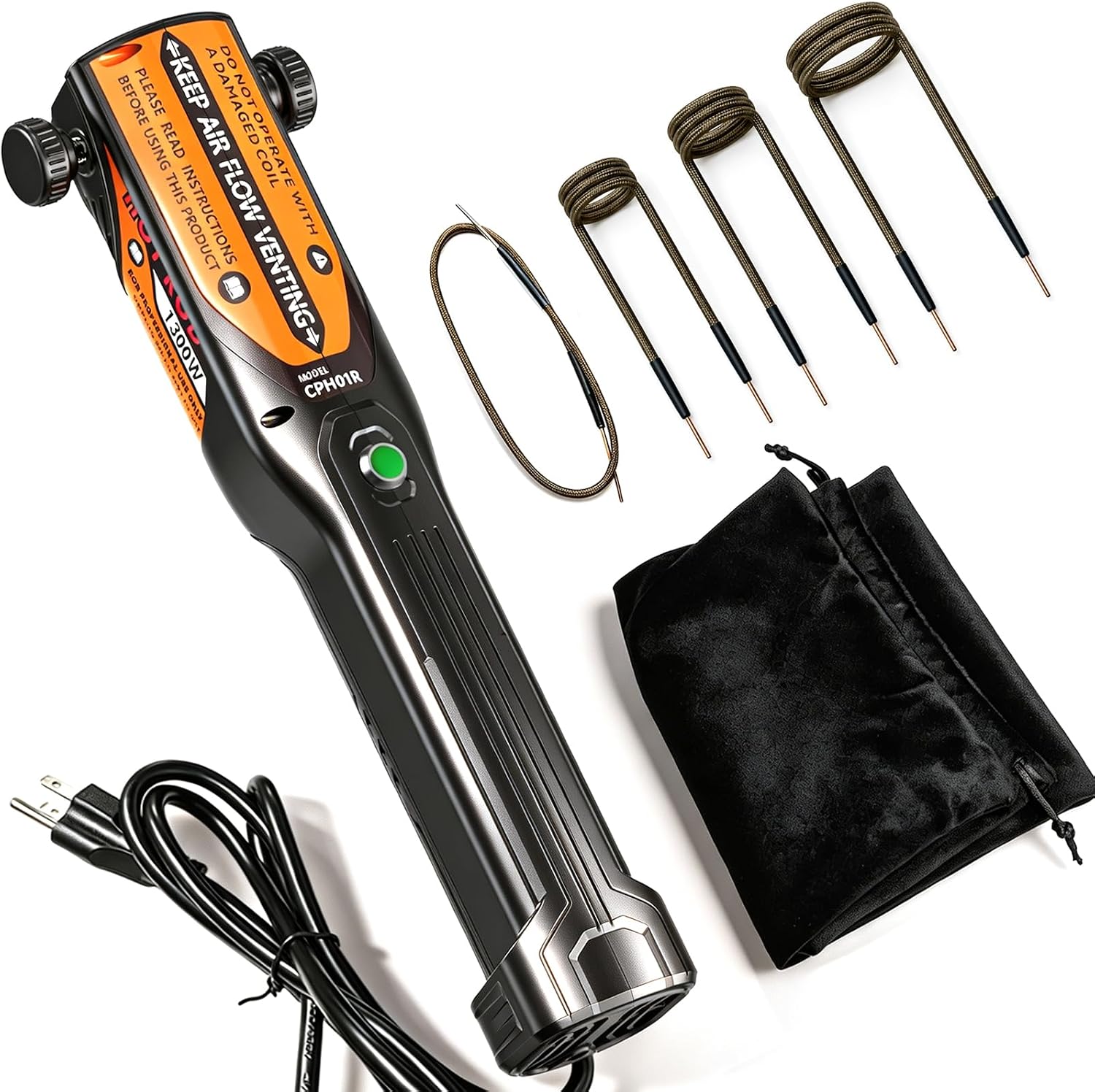 Magnetic Induction Heater 1300W 110V, Handheld Bolt Removal Tool for Rusty Screws & Frozen Nuts, Heat Induction Tool with 4 Coils, Professional Nut Buster for Automotive Repair