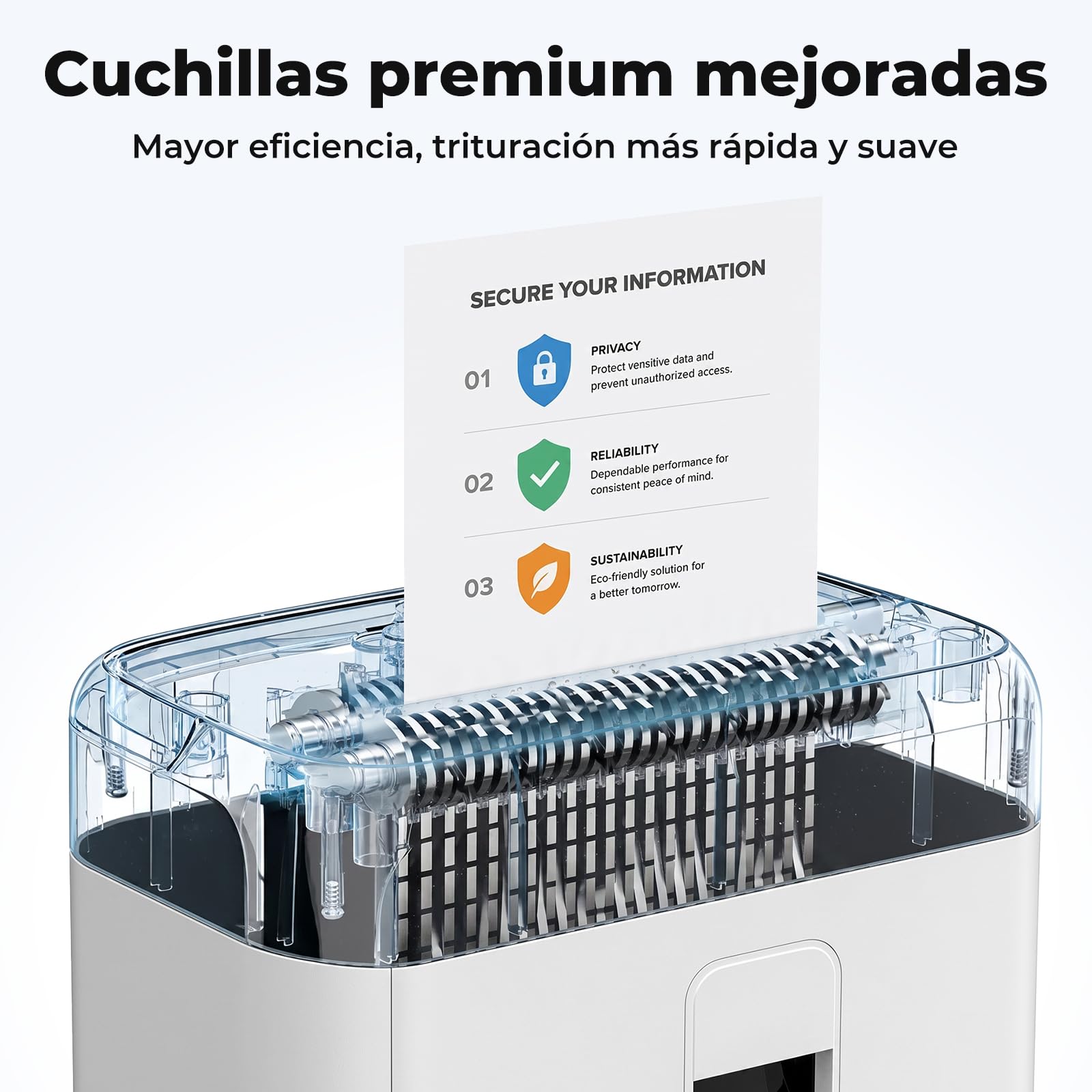 Trituradora de Papel con Alimentación Automática, 40 min Continuo, Nivel P-5, Destructora Eléctrica, Papelera 22L, para Oficina/Casa/Industrial/Hogar