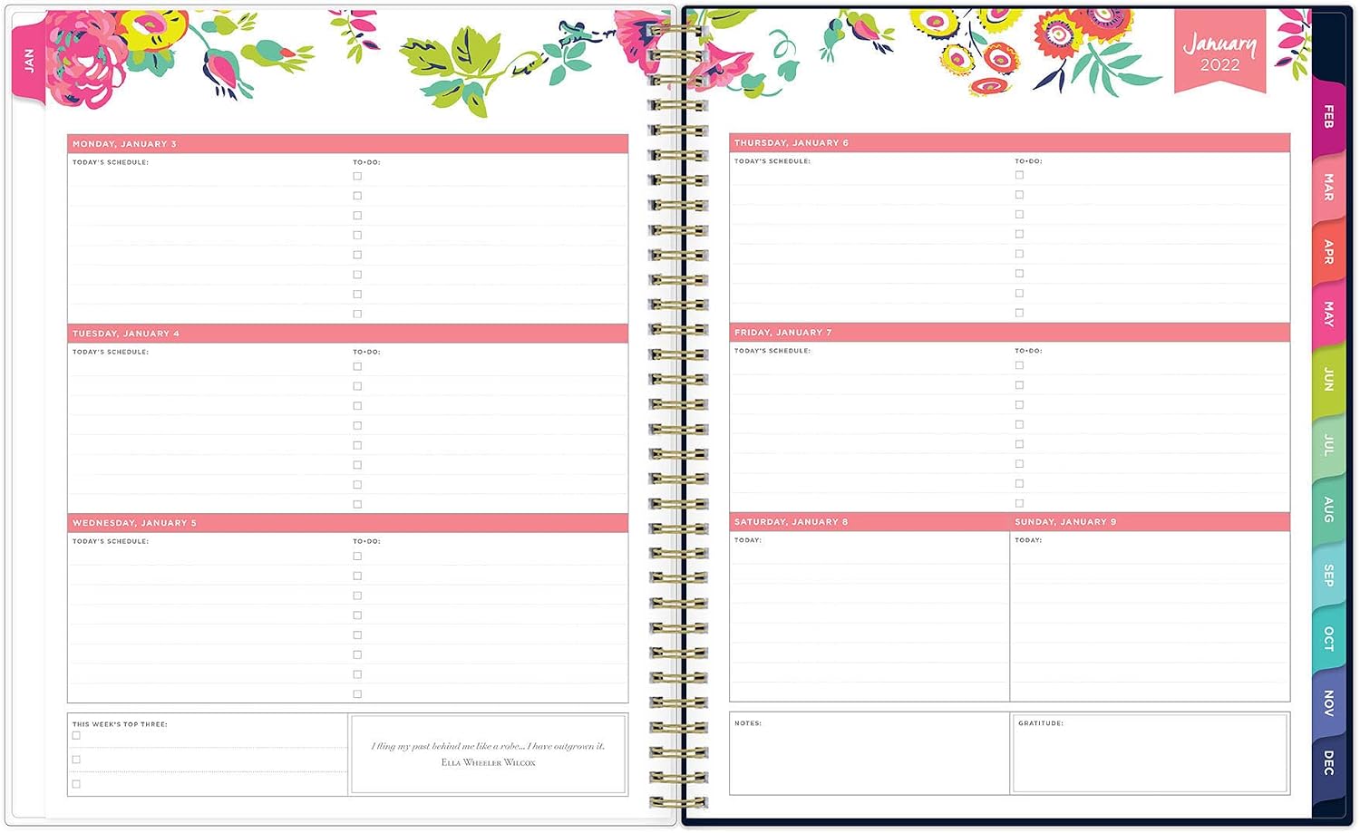 Blue Sky Day Designer for 2022 Weekly & Monthly Planner, 8.5' x 11', Flexible Cover, Wirebound, Peyton Navy (103617-22)