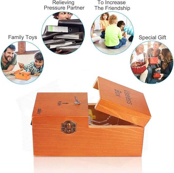 Calary Useless Box Turns Itself Off in Box Alone Machine Fully Assembled in Box (Brown)