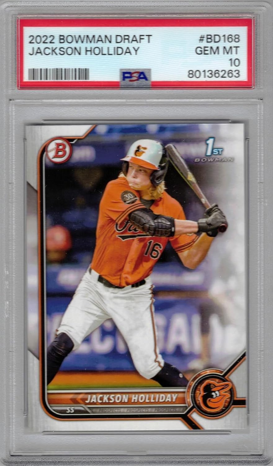 2022 Bowman Draft Baseball #BD-168 Jackson Holliday Pre-Rookie Card Graded PSA 10 Gem Mint