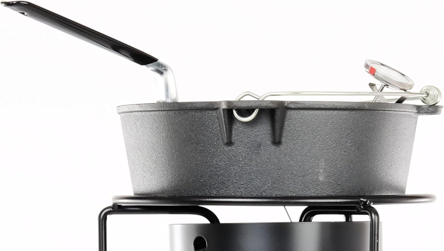 King Kooker CIFFB 6-Quart Cast-Iron Dutch Oven with Aluminum Lid and Basket