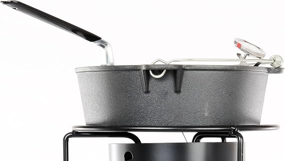 King Kooker CIFFB 6-Quart Cast-Iron Dutch Oven with Aluminum Lid and Basket