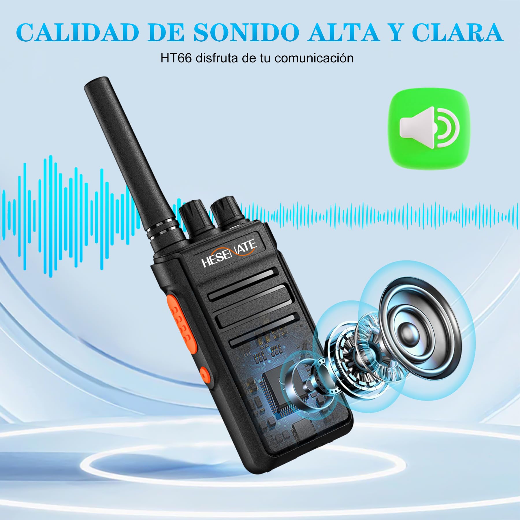 HESENATE HT66 16 Channels PMR446 Licencia Libre Radio Bidireccional | con Cargador de 6 Vias,Walkies Profesionales,Soporta VOX Manos Libres,para Restaurant Hotel